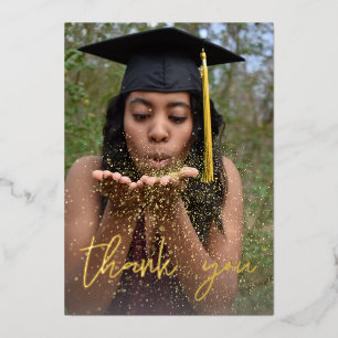 Photo Graduation Hat Vertical W Foil Thank You