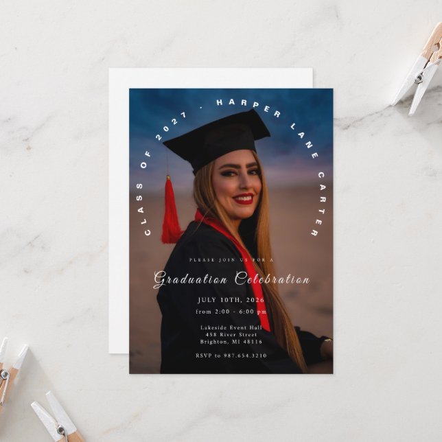 Photo Graduation Invitation, Class of 2026  Invitation (Front/Back In Situ)