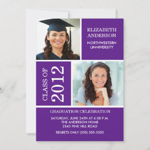 Photo Graduation Invitation ~Classy Purple & White