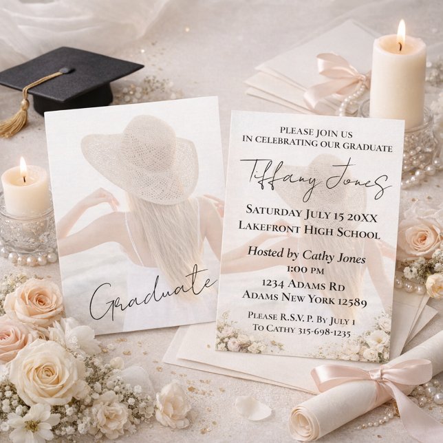 Photo Graduation Invitation with Script Typography (Créateur téléchargé)