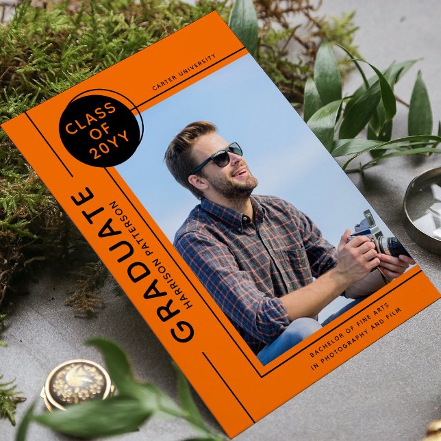 Photo Graduation Modern Script Orange Black (Creator Uploaded)