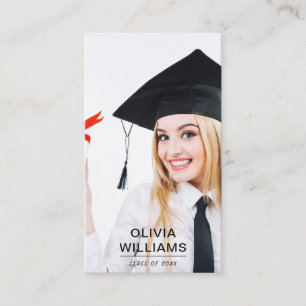 Photo Graduation Modern Simple Script Calling Card