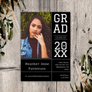 Photo Graduation Open House   Black Invitation