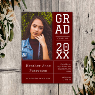 Photo Graduation Open House   Red Invitation