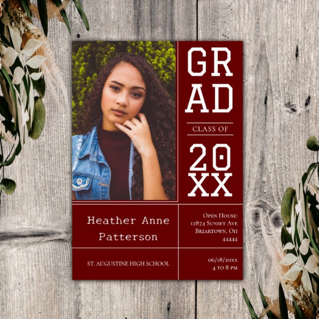 Photo Graduation Open House | Red Invitation (Red Photo Graduation Open House Invitation)
