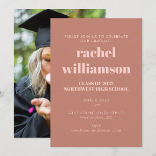 Photo Graduation Party Class of 2024 Terracotta Invitation