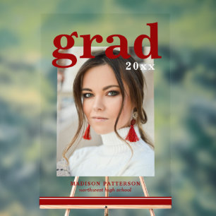 Photo Graduation Party Elegant Modern Script Acrylic Sign