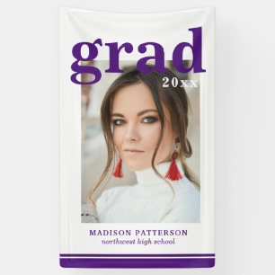 Photo Graduation Party Elegant Modern Script Banner