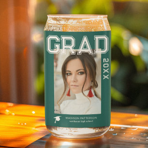 Photo Graduation Party Elegant Modern Script Can Glass