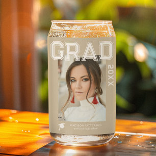 Photo Graduation Party Elegant Modern Script Can Glass