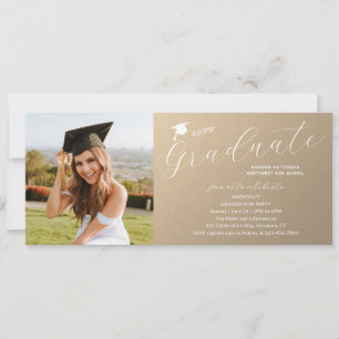 Photo Graduation Party Elegant Modern Script Invitation