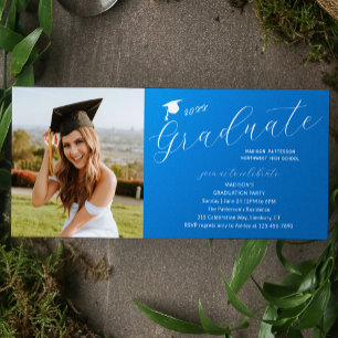 Photo Graduation Party Elegant Modern Script Invitation