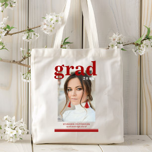 Photo Graduation Party Elegant Modern Script Tote Bag