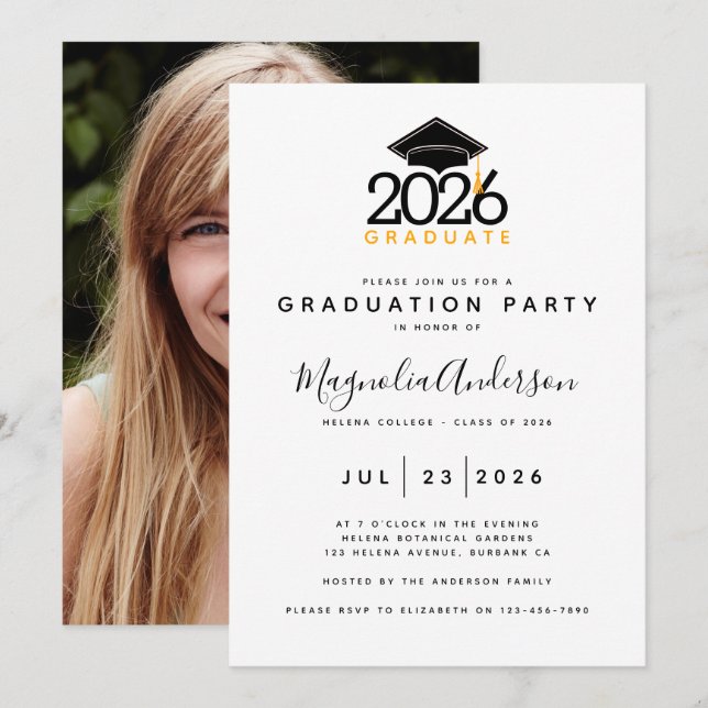 Photo Graduation Party Invitation (Front/Back)