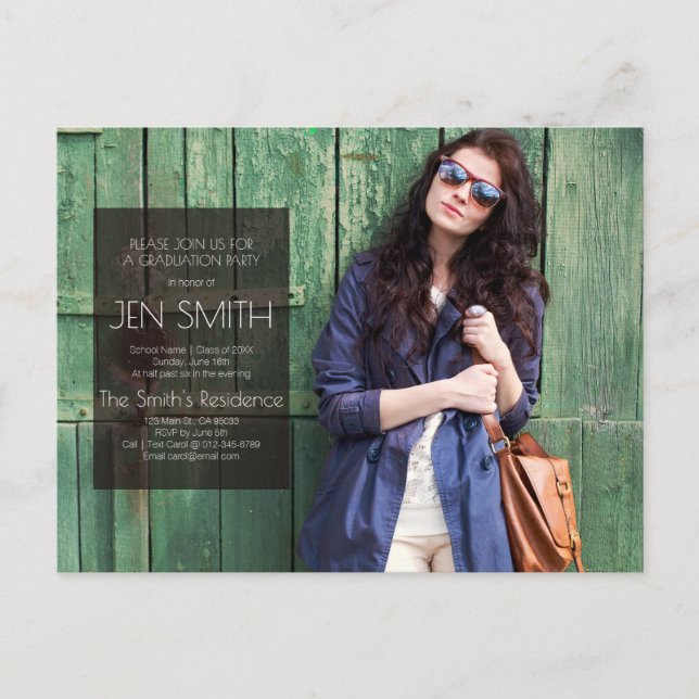 Photo Graduation Party Invitation. Invitation Postcard (Front)
