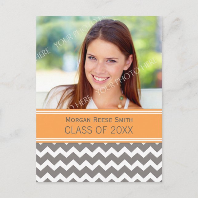 Photo Graduation Party Invitation Postcard Chevron (Front)