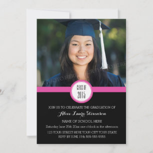 Photo Graduation Party Invitation Rose noir
