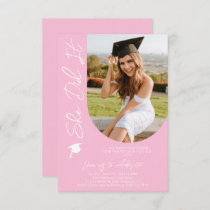 Photo Graduation Party Modern Elegant Script Invitation