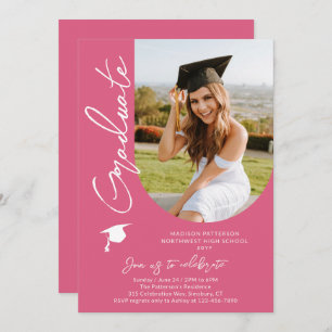 Photo Graduation Party Modern Elegant Script Invitation