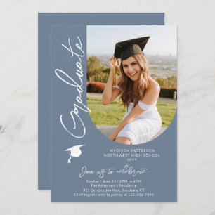 Photo Graduation Party Modern Elegant Script Invitation