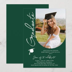 Photo Graduation Party Modern Elegant Script Invitation