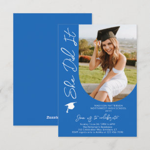 Photo Graduation Party Modern Elegant Script Invitation