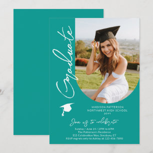Photo Graduation Party Modern Elegant Script Invitation