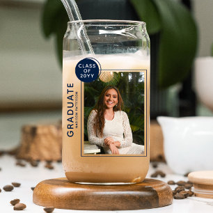 Photo Graduation Party Modern Script Blue