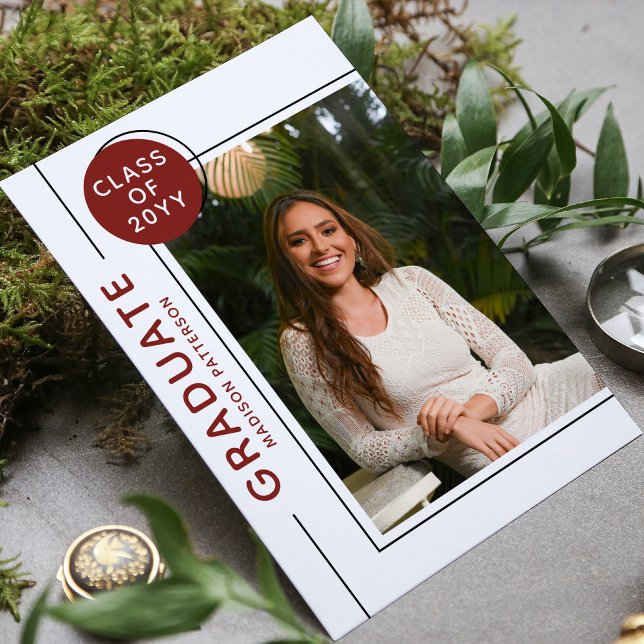 Photo Graduation Party Modern Script Burgundy (Creator Uploaded)