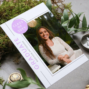 Photo Graduation Party Modern Script Purple Gray