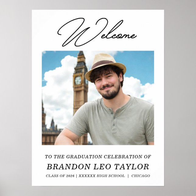 Photo Graduation Party Welcome Board Poster (Front)