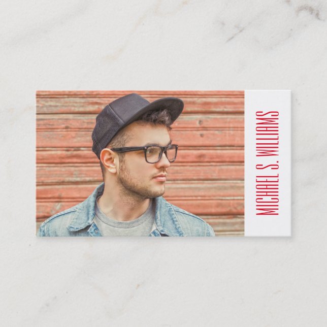 Photo Graduation | Red White & Blue Navy Pattern Calling Card (Front)