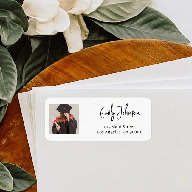Photo Graduation Return Address Labels Custom Eleg (Créateur téléchargé)
