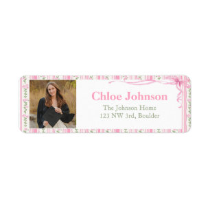 Photo Graduation Return Address Labels Pink Bow