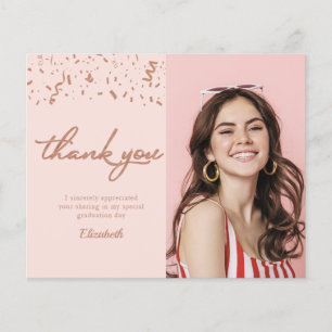 Photo Graduation Rose Gold Budget Thank You Card