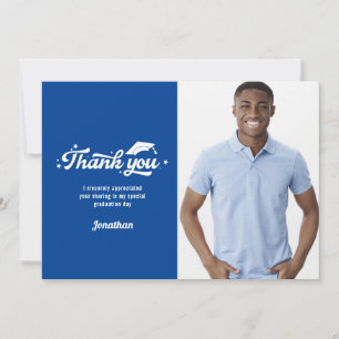 Photo Graduation Thank You Blue Card