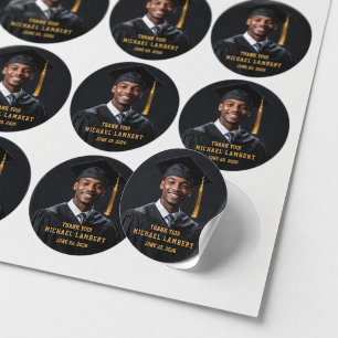 Photo Graduation Thank You Round Sticker