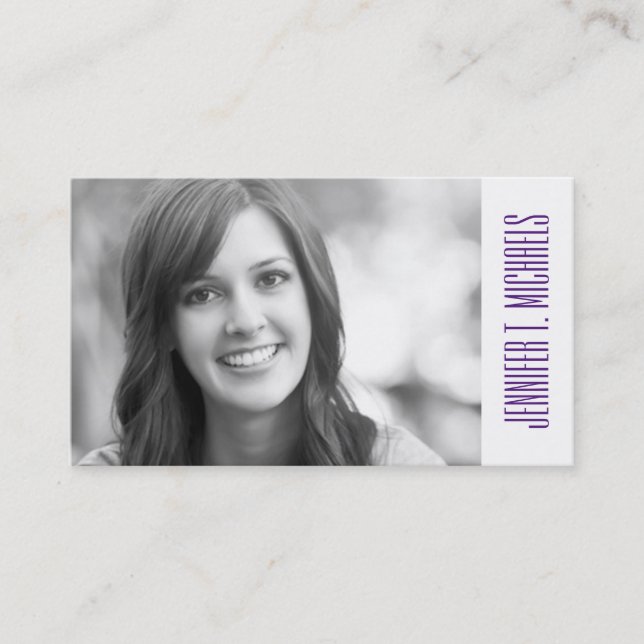 Photo Graduation | Violet Polka Dot Pattern Calling Card (Front)