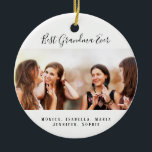 Photo grandkids grandmother ceramic ornament<br><div class="desc">A gift for your Grandmother for birthdays,  Christmas or a special event. Black text: Best Grandma Ever written with a trendy hand lettered style script. Personalize and use your own photo and a name. A chic white background.</div>