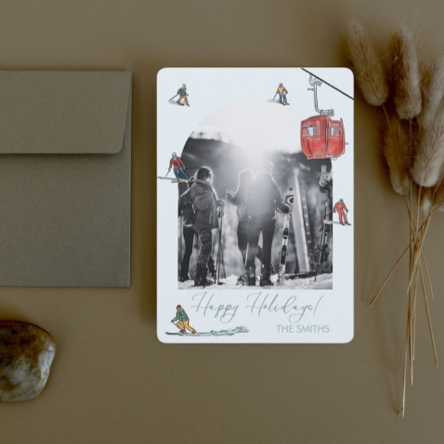 Photo gravée ski joyeux carte de vacances (Créateur téléchargé)