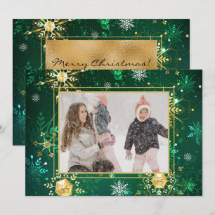 Photo Green Gold Snowflake Christmas Xmas Holiday