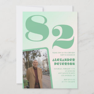 Photo Green Gradient 82nd birthday  Invitation