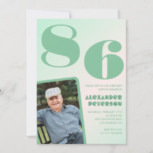 Photo Green Gradient 86th birthday Invitation