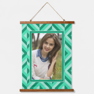 Photo Green Three-Tone Diamond Pattern Hanging Tapestry