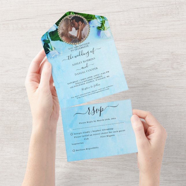 Photo Greenish Wedding All In One Invitation (Tearaway)
