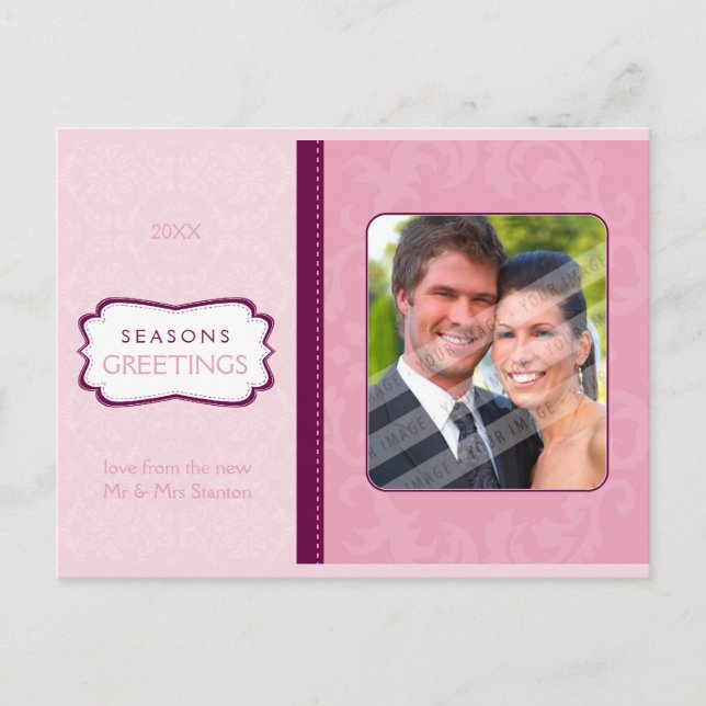 PHOTO GREETING POSTCARD :: divinely damask L8 (Front)