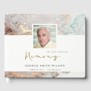 PHOTO GREY DUSKY GOLD FOIL AGATE SYMPATHY MEMORIAL GUEST BOOK