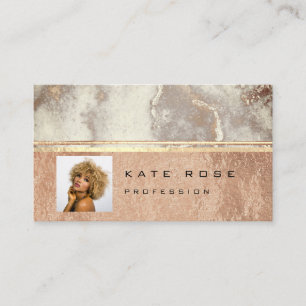 Photo Grey Stripes Marble Rose Makeup Artist Lux Business Card