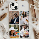 Photo Grid 4 Pictures Name or Initials Neutral Case-Mate iPhone 14 Plus Case<br><div class="desc">Modern photo collage iphone case personalized with your name or initials and 4 of your favourite pictures. The photo template automatically displays your photographs in vertical portrait format with rounded corners. The The phone cover is printed in neutral stone colour - although you are welcome to change any or all...</div>