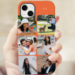 Photo Grid 6 Pictures Name or Initials Orange Case-Mate iPhone 14 Plus Case<br><div class="desc">Modern photo collage iphone case personalized with your name or initials and 6 of your favourite pictures. The photo template automatically displays your photographs in square format with rounded corners. The The phone cover is printed in orange - although you are welcome to change any or all of the colours...</div>